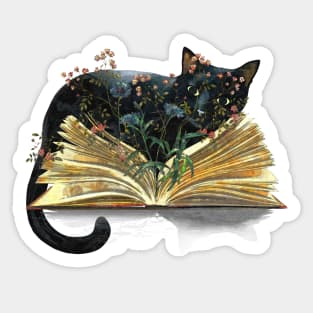 Black cats and floral book,Reading books, Book Sticker, bookworm gift for reader,student gift, lover books Sticker